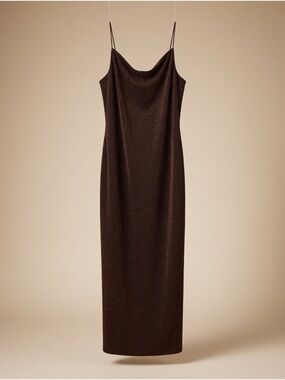 Alex Evenings Copper Shimmer Midi Dress | Cowl Neck | Sleeveless | Size 12